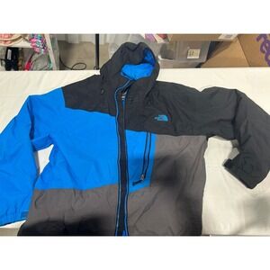 The North Face Cryptic HyVent Ski Jacket Mens XL Blue Black Grey Colorblock